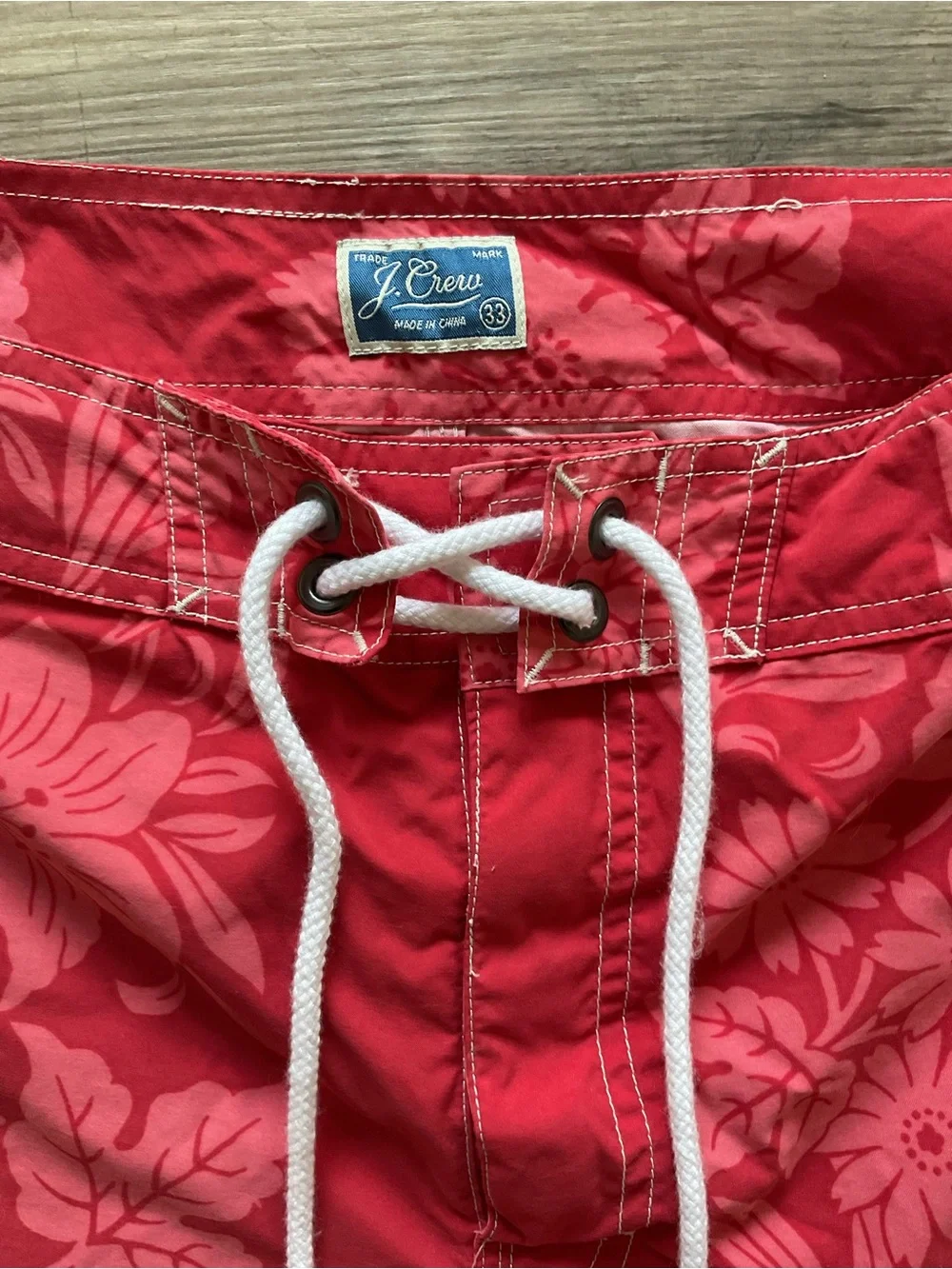 J.Crew Men’s Floral Board Shorts Pink Red Swim‎ Trunks Surf Beach Size 33
